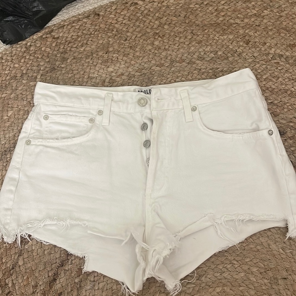 Agolde white denim Parker shorts